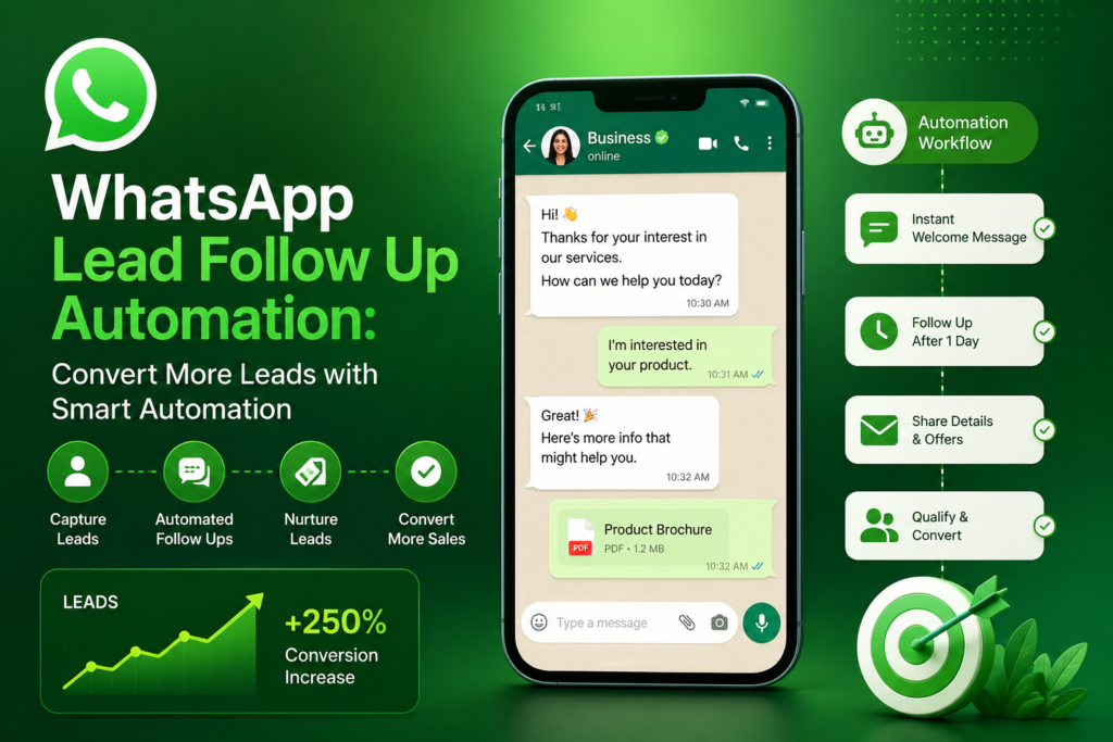 WhatsApp lead follow-up automation with automated chat workflows, lead nurturing, and conversion growth.