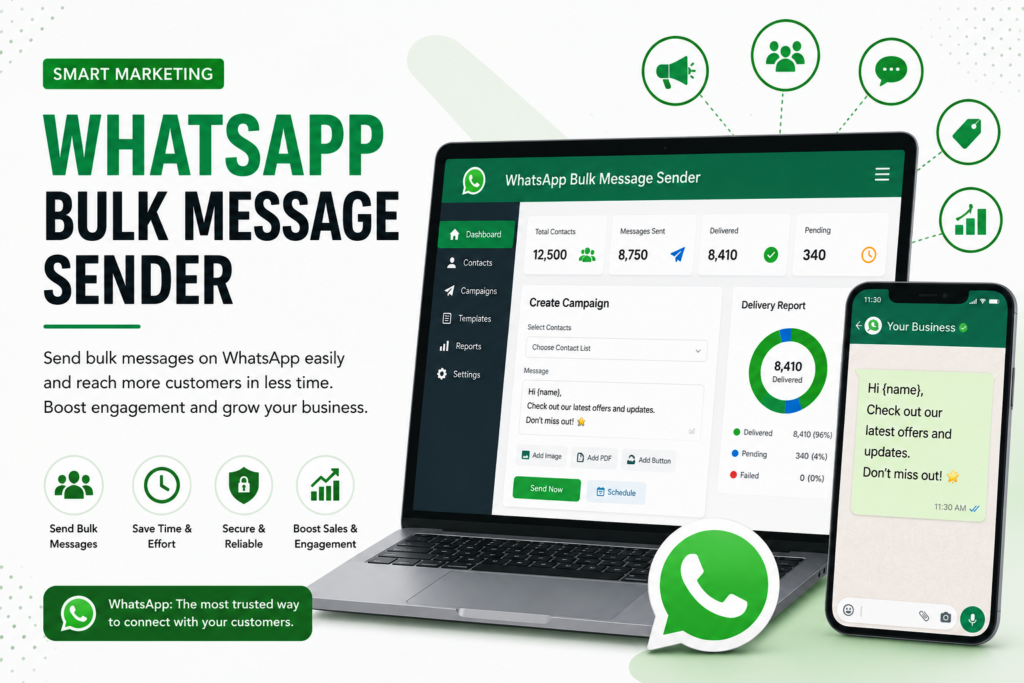 WhatsApp Bulk Message Sender Dashboard for Business Communication