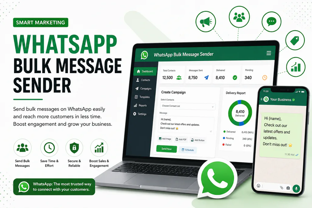 WhatsApp Bulk Message Sender Dashboard for Business Communication