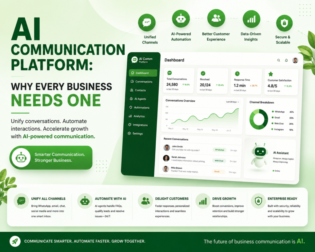 AI communication platform dashboard for businesses.